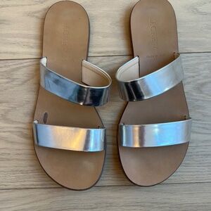 J. Crew Silver Leather Sandal US 8